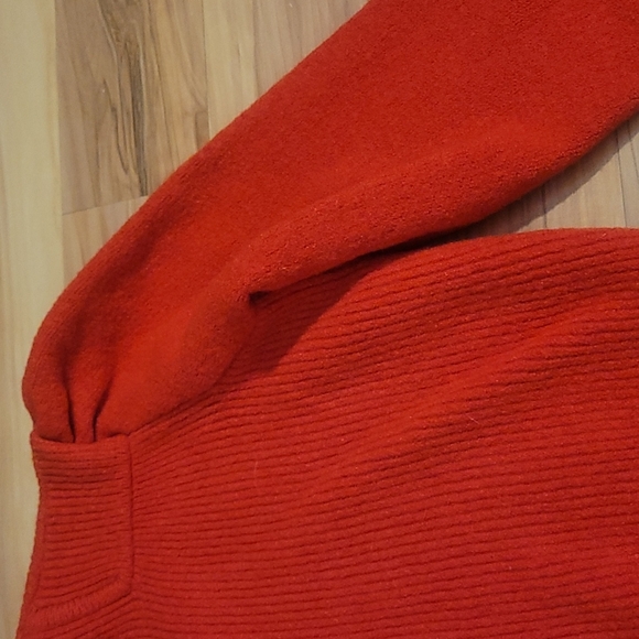 Vintage 80s Red Orange Ribbed Wool Knit Cropped Sweater XS - Picture 5 of 16